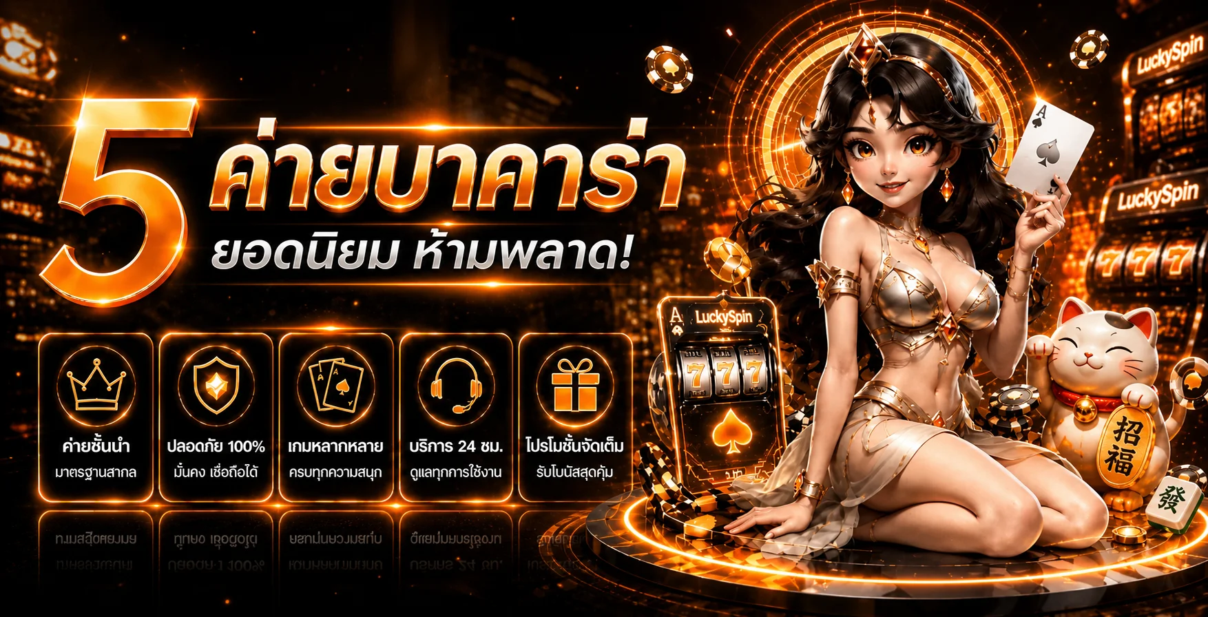 ภาพรวม LuckySpin สล็อตโทนส้มดำพร้อมตัวละครเกม